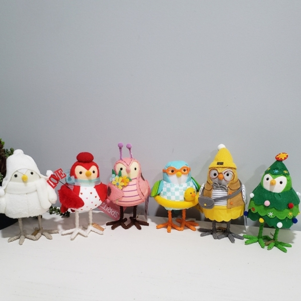 Set of 6 Retired Felt Target Bird Spritz Wondershop Featherly Friends Hyde & Eek